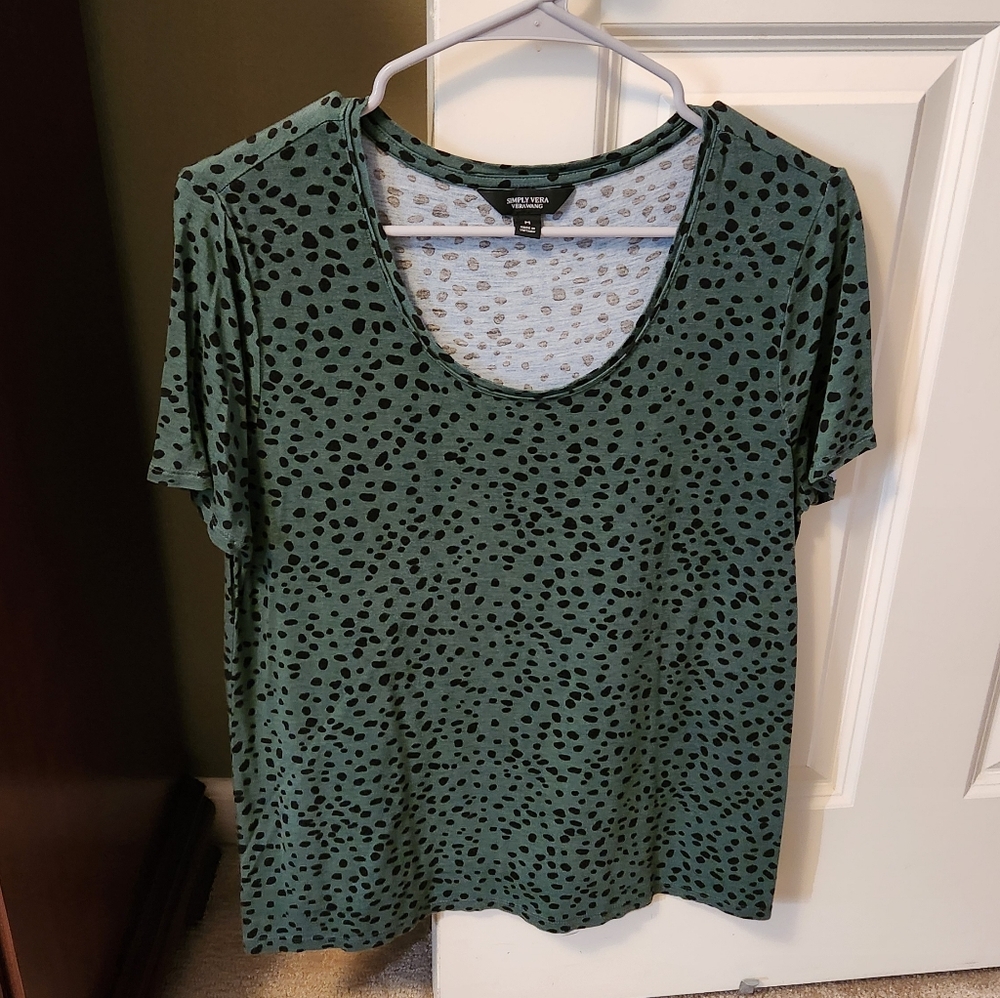 Simply Vera Vera Wang Green and Black Patterned Tee